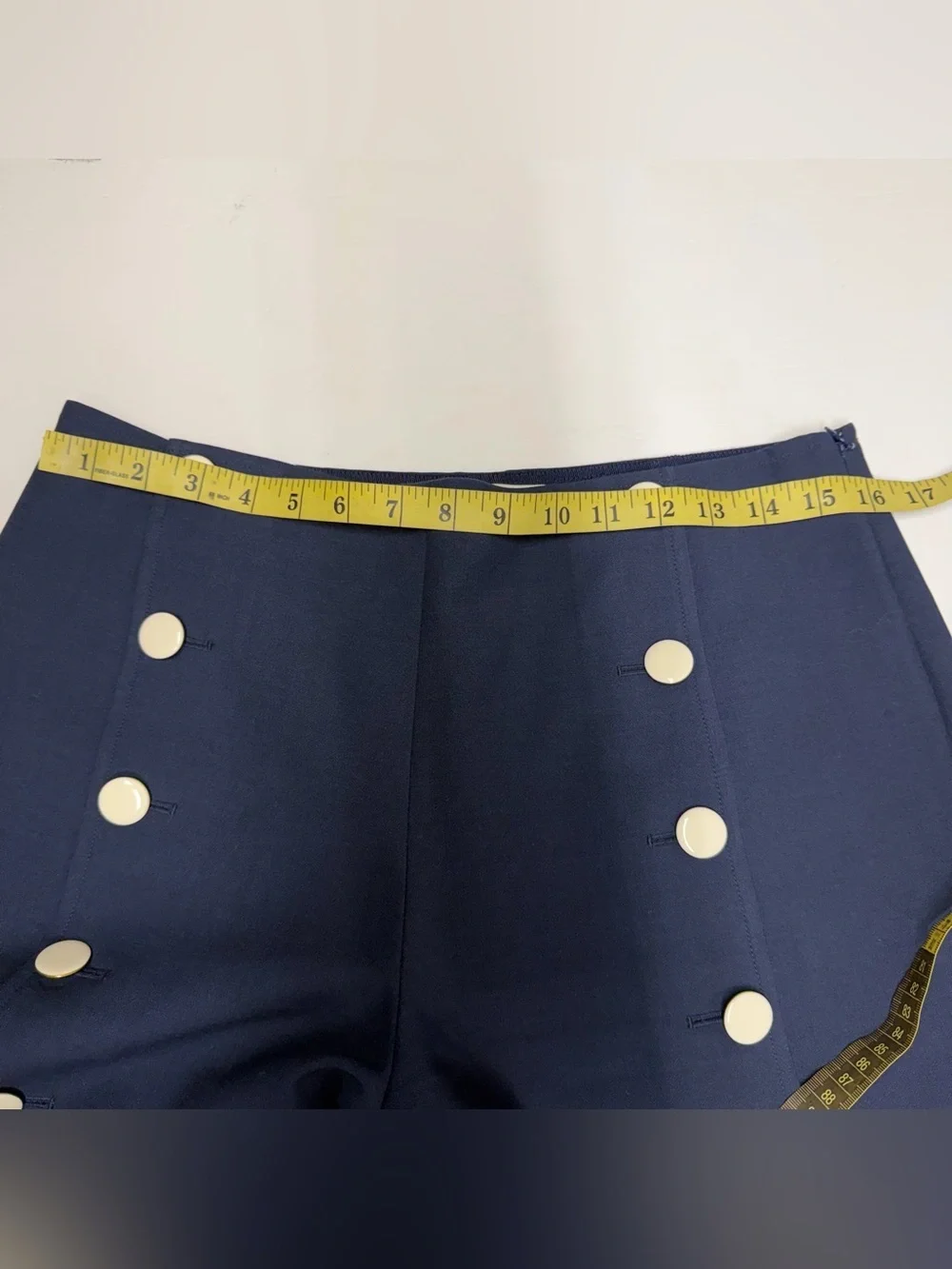 Tory Burch Navy Wide-Leg Sailor Pants with Cream Buttons size 8